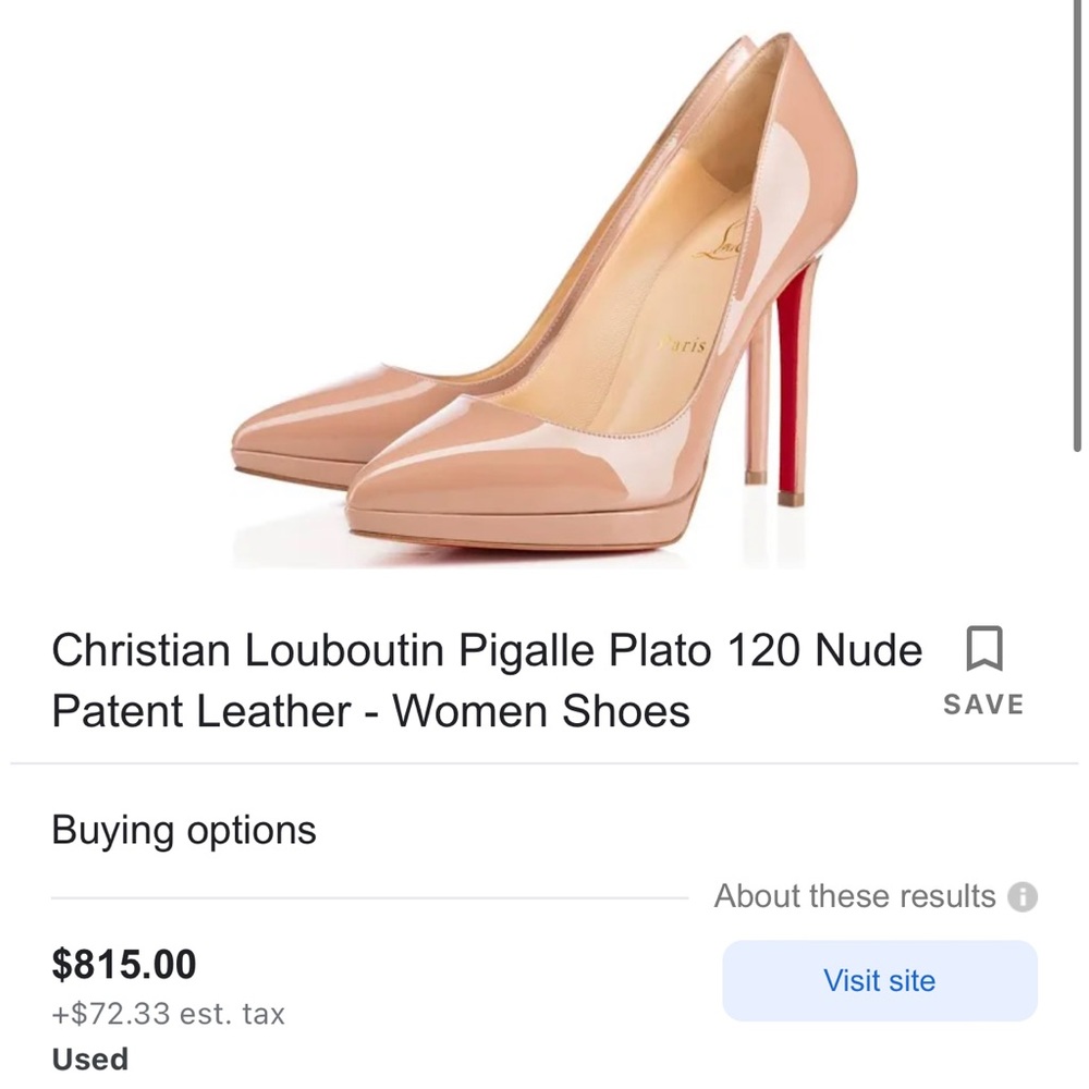 Christian Louboutin Pigalle Plato 120 Nude Patent Leather - Women Shoes